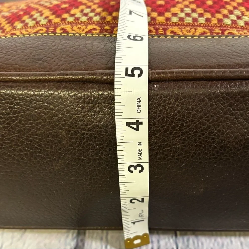 John Heaton Weekender Dark Chocolate Brown Leather Tapestry Boho Shoulder Purse